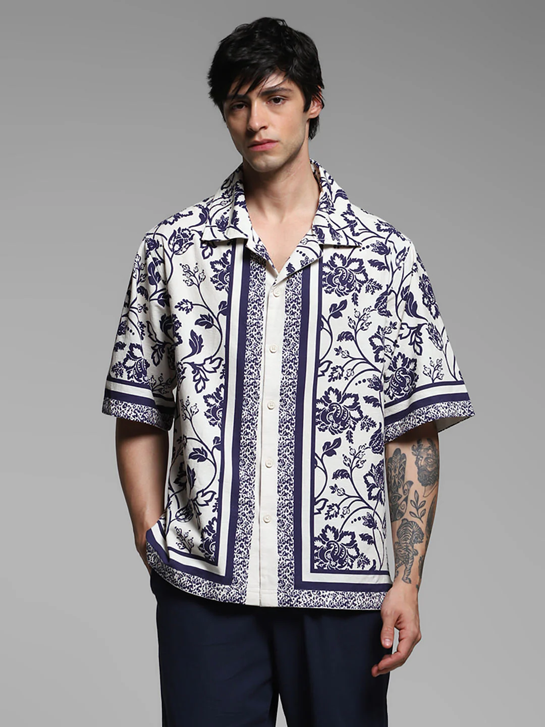 Blue Floral Oversized Shirt - Image 2