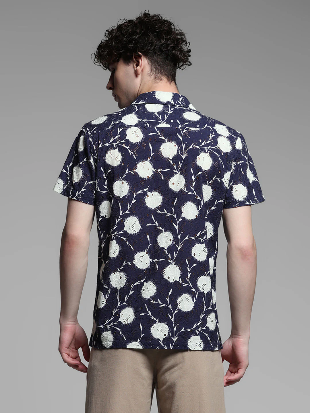Blue Floral Embroidered Shirt - Image 4