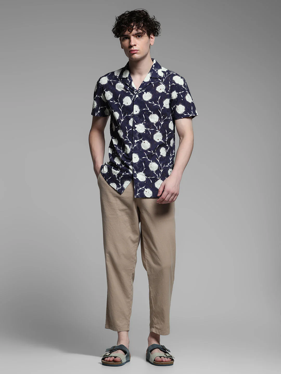 Blue Floral Embroidered Shirt - Image 6