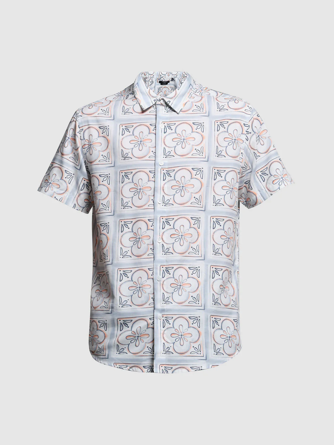 White Abstract Print Short Sleeves Shirt - Image 7