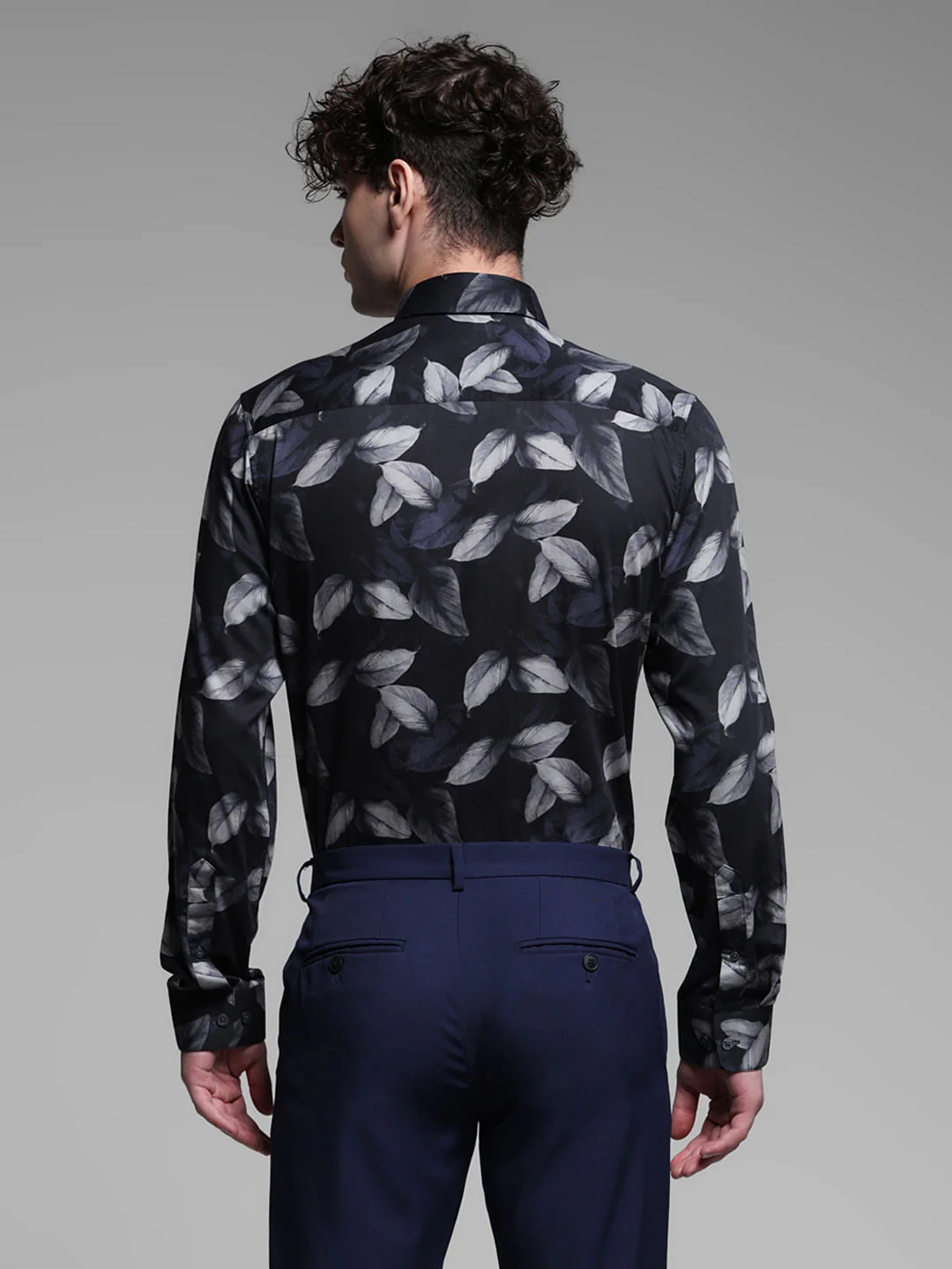Grey Floral Full Sleeves Shirt - Image 4