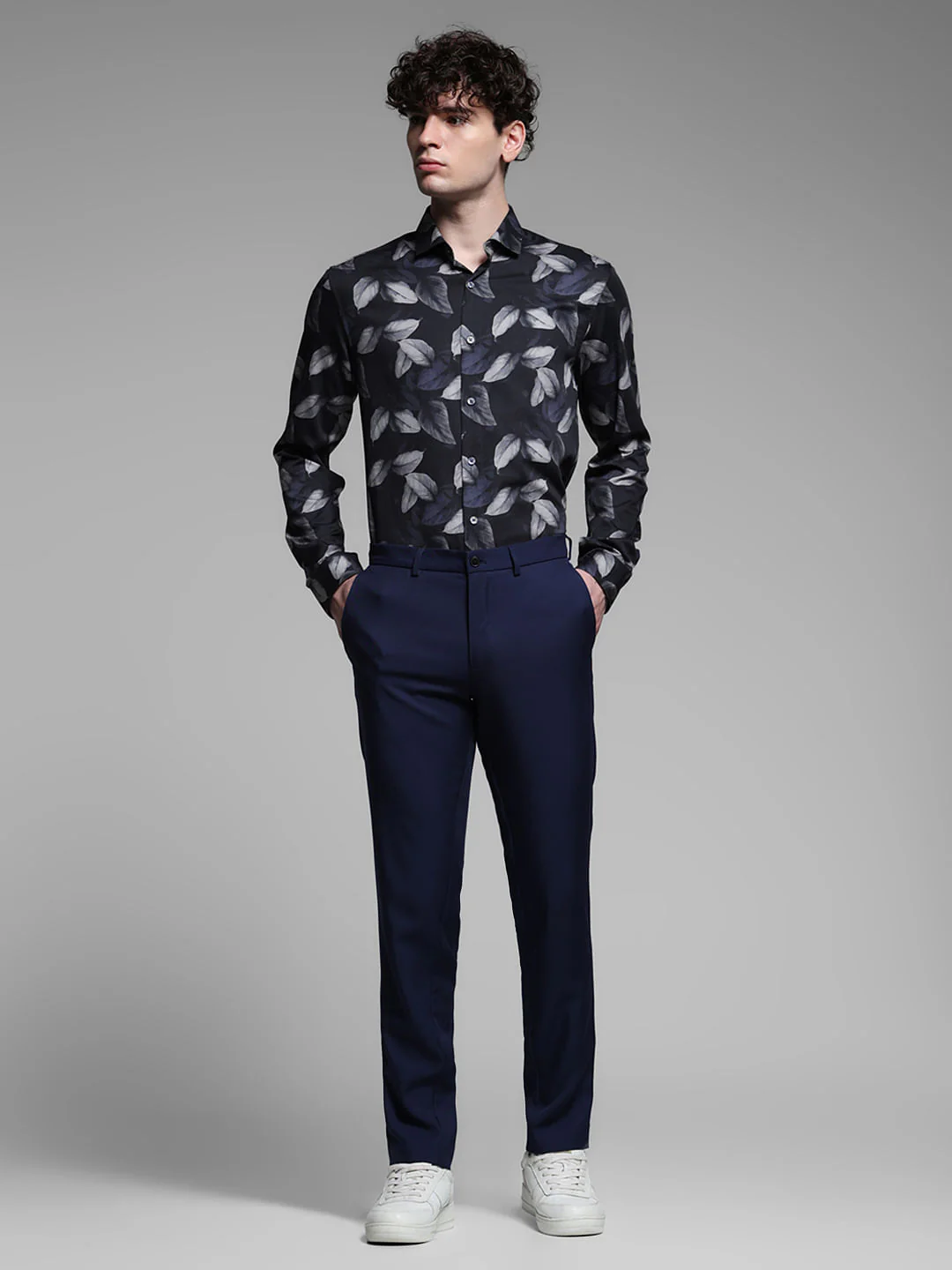 Grey Floral Full Sleeves Shirt - Image 6