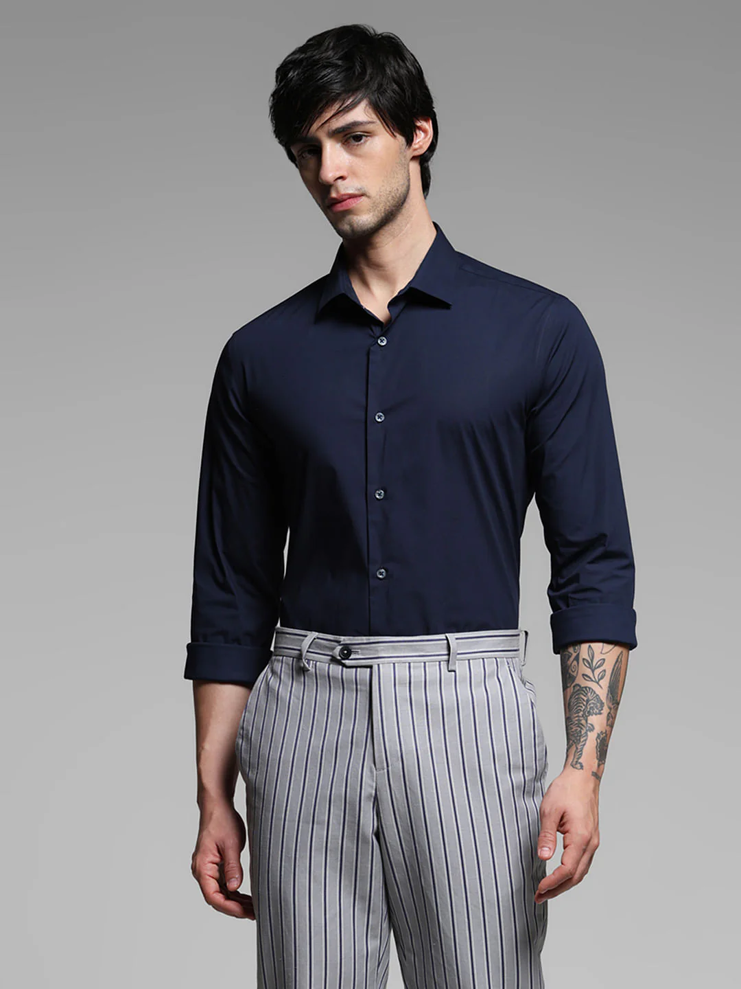 Blue Cotton Stretch Formal Shirt - Image 2
