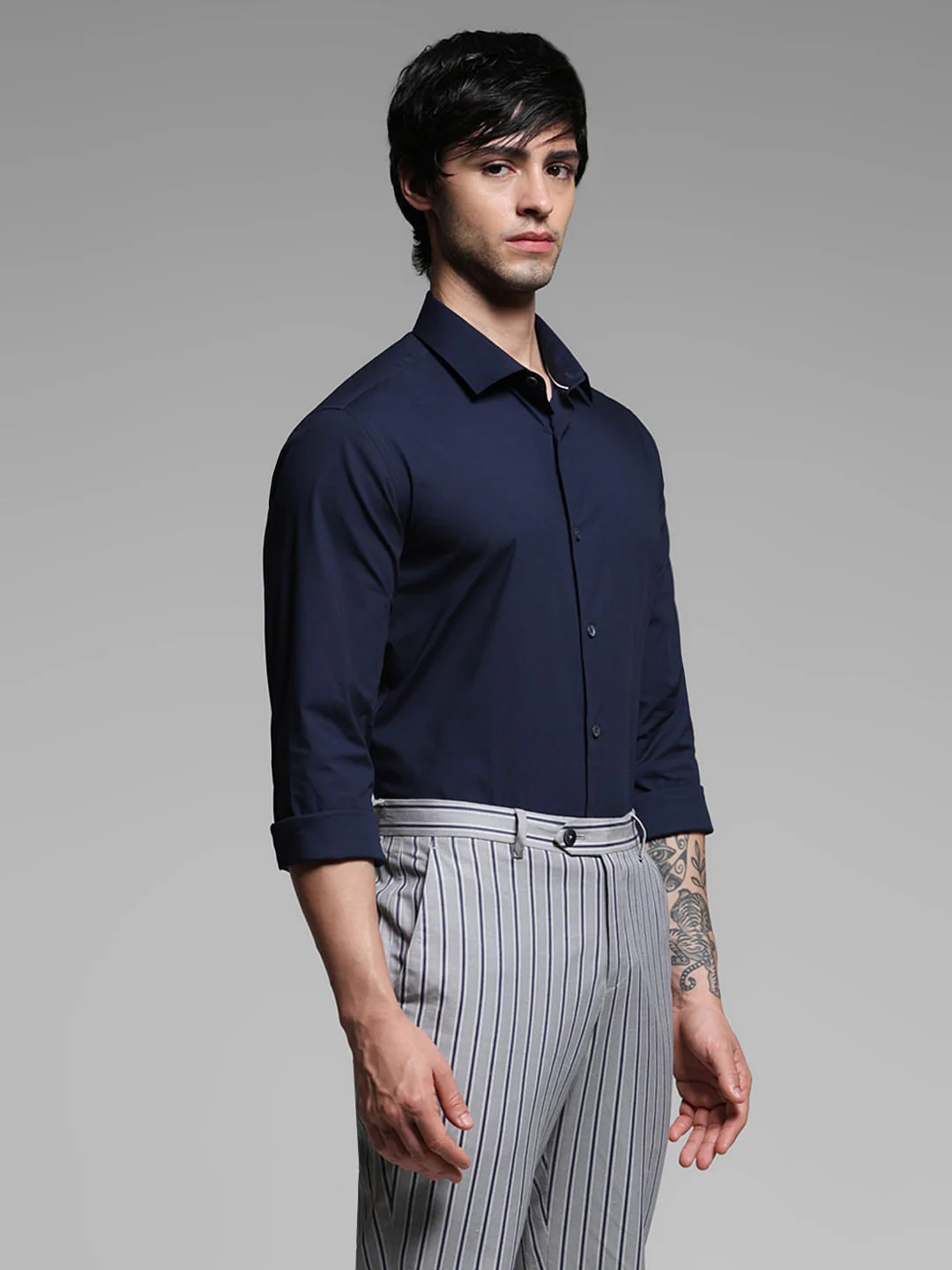 Blue Cotton Stretch Formal Shirt - Image 3