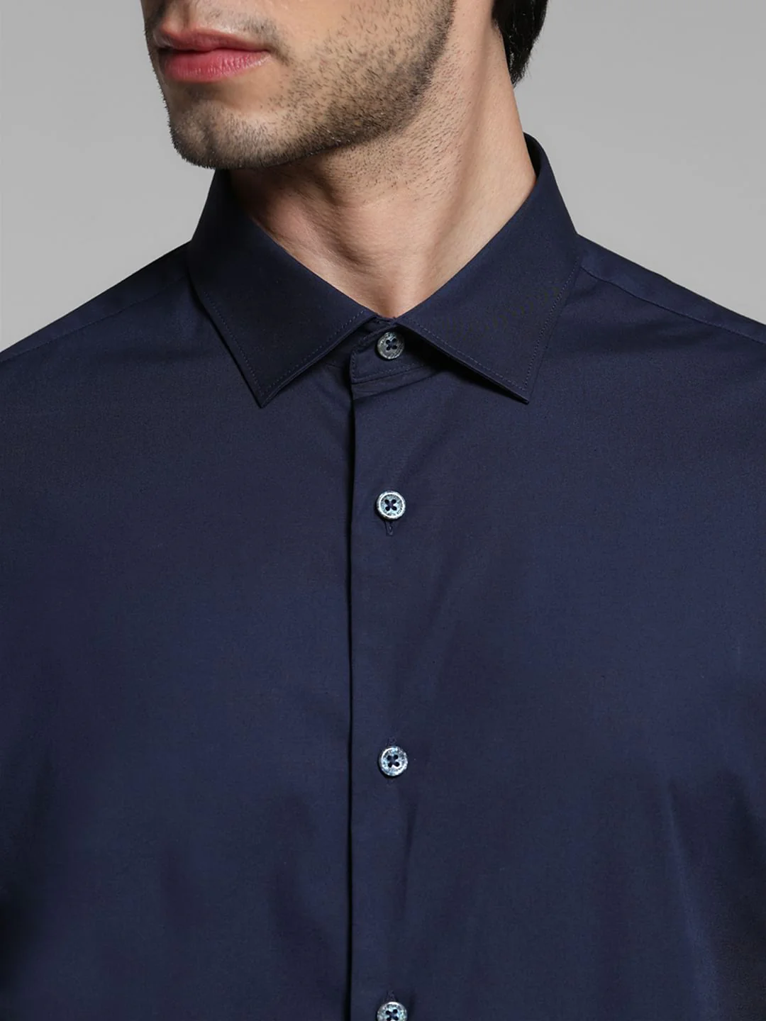 Blue Cotton Stretch Formal Shirt - Image 5