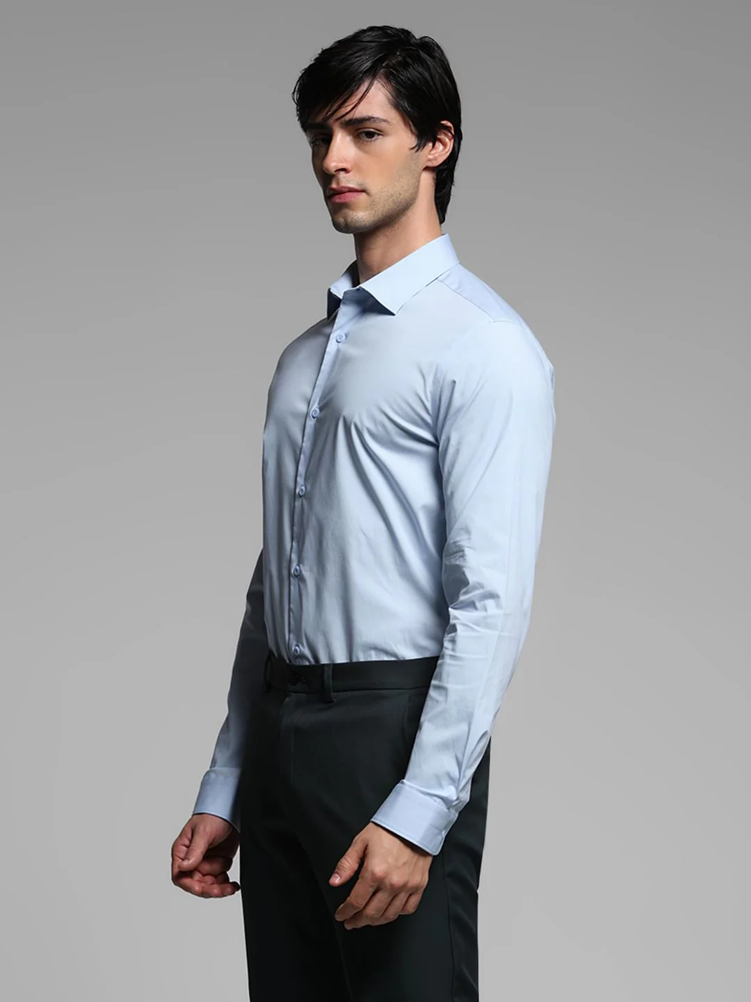 Sky Blue Cotton Full Sleeves Shirt - Image 3
