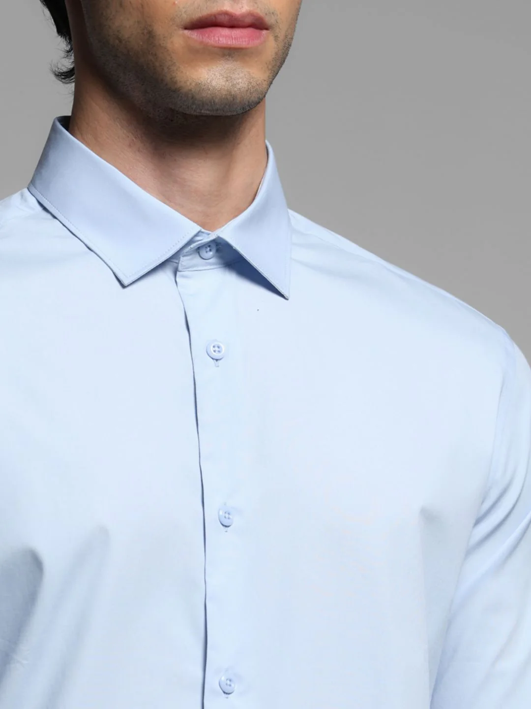 Sky Blue Cotton Full Sleeves Shirt - Image 5