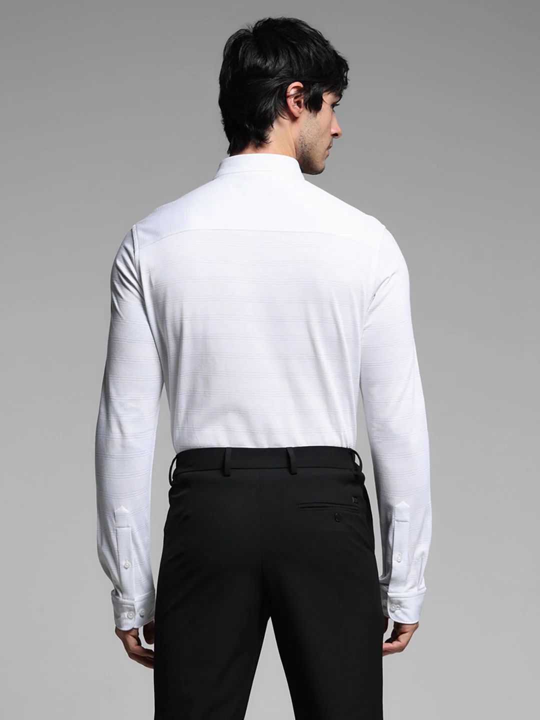 White Knitted Dobby Cotton Shirt - Image 4