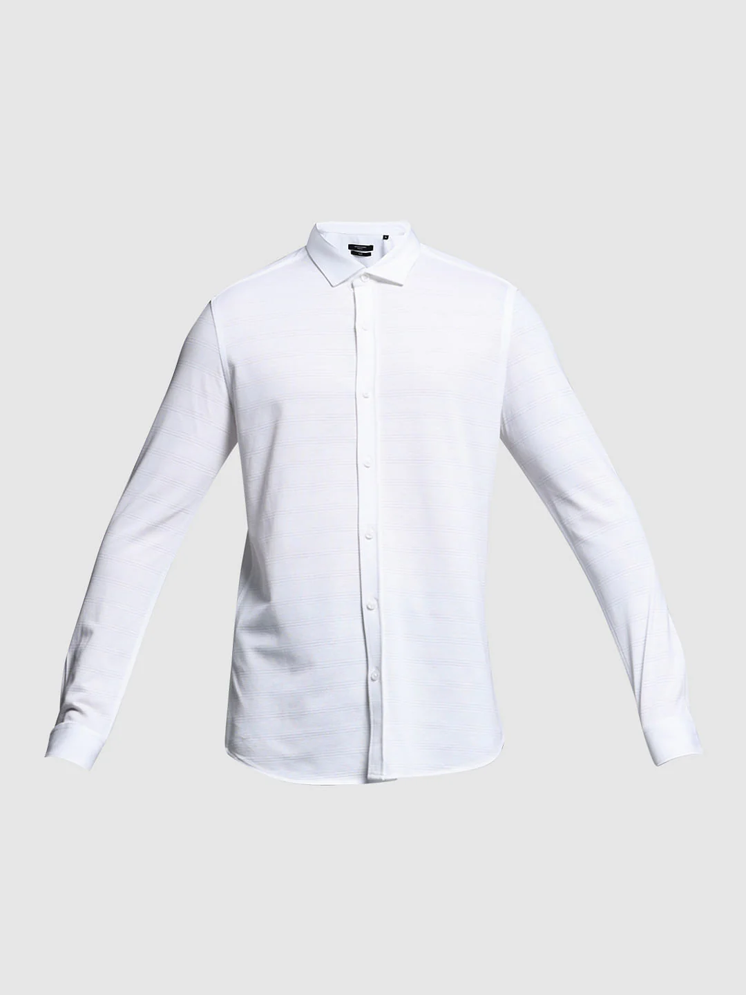 White Knitted Dobby Cotton Shirt - Image 7