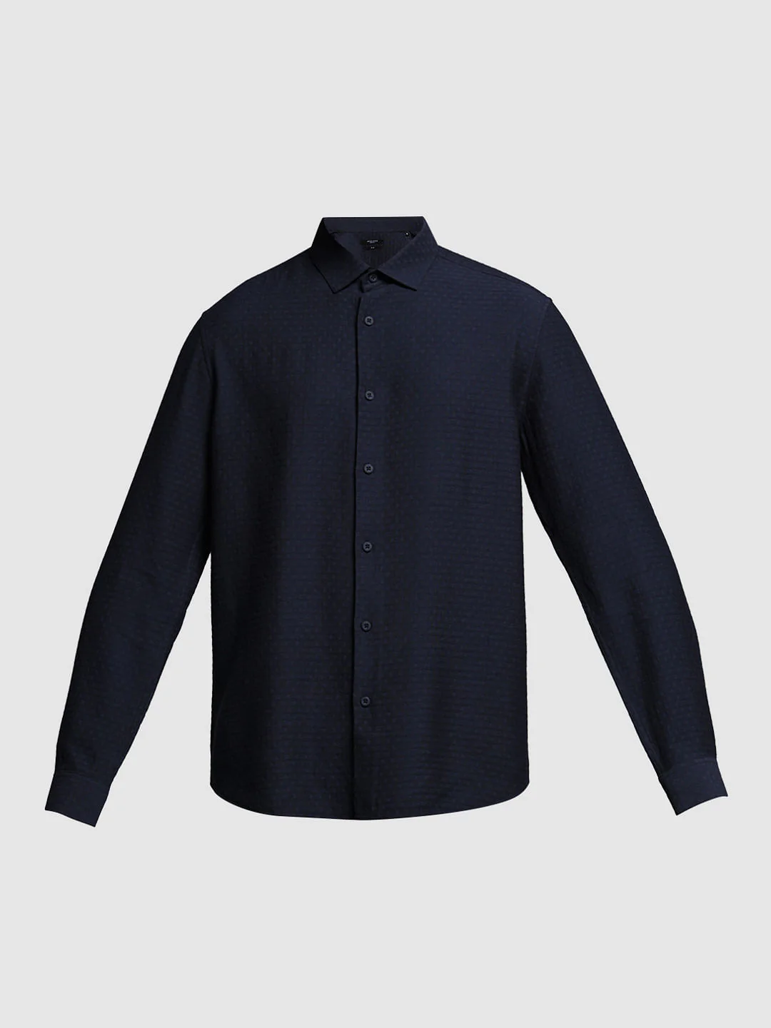 Blue Printed Dobby Viscose Shirt - Image 7