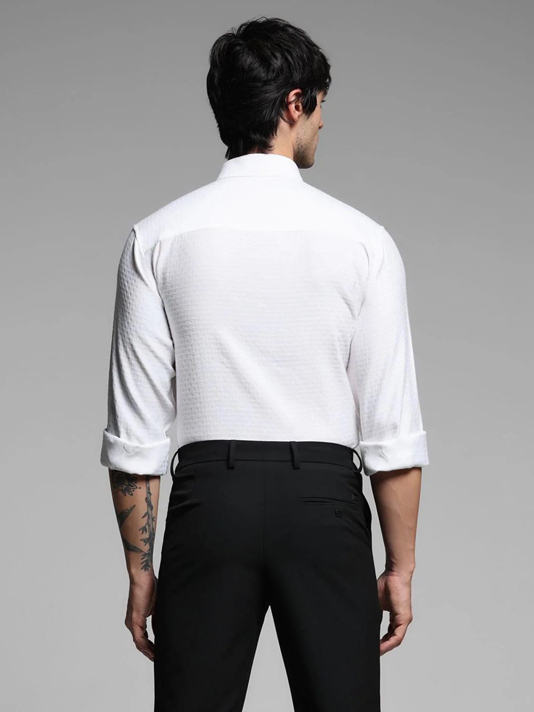 White Printed Dobby Viscose Shirt - Image 4