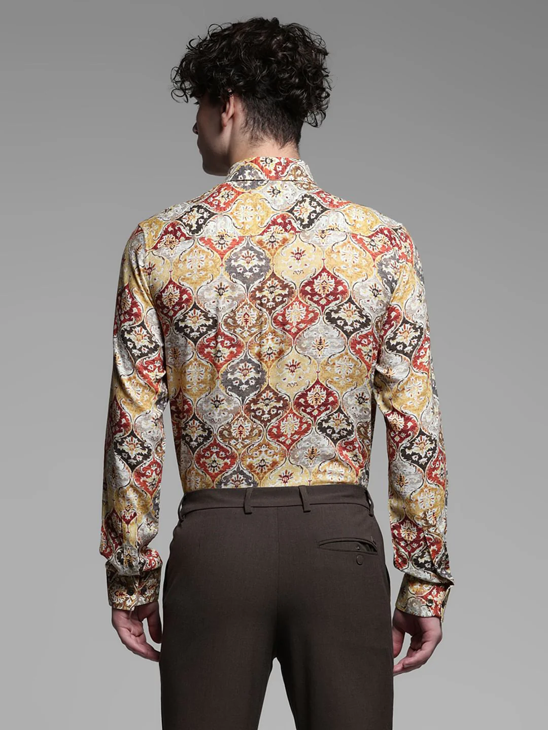 Brown Printed Linen Blend Shirt - Image 4