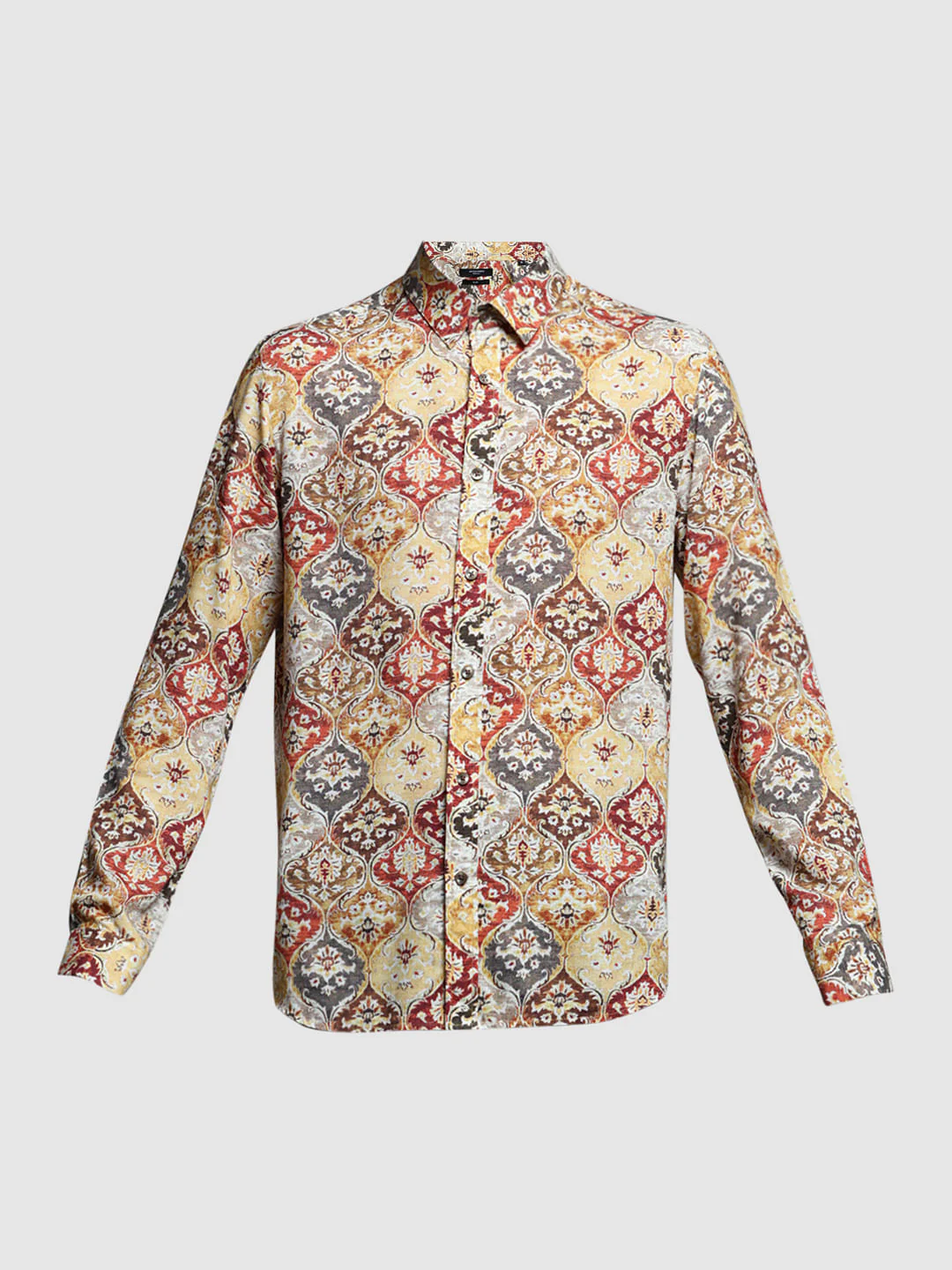 Brown Printed Linen Blend Shirt - Image 7