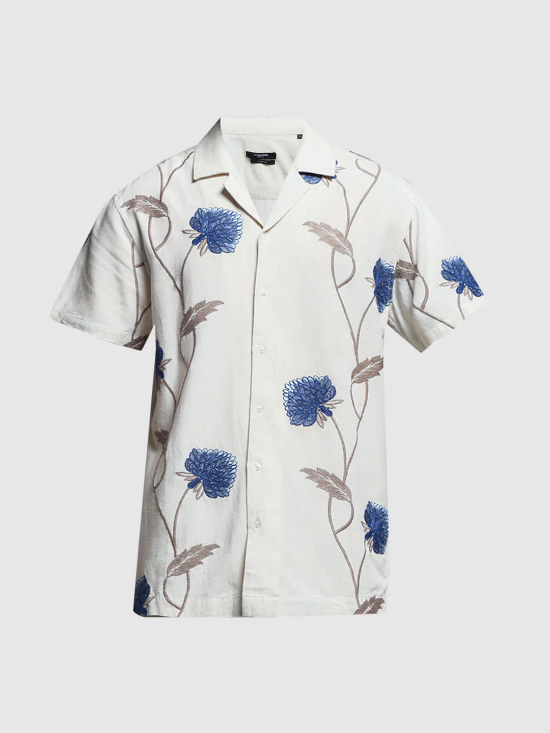 Light Brown Linen Floral Shirt - Image 7