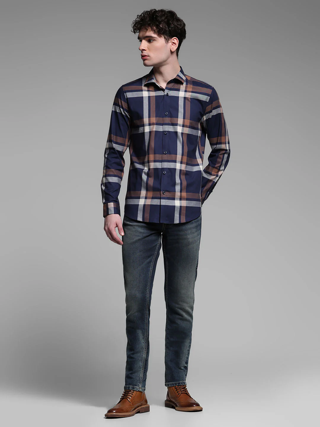 BLUE DOBBY CHECK SHIRT - Image 6