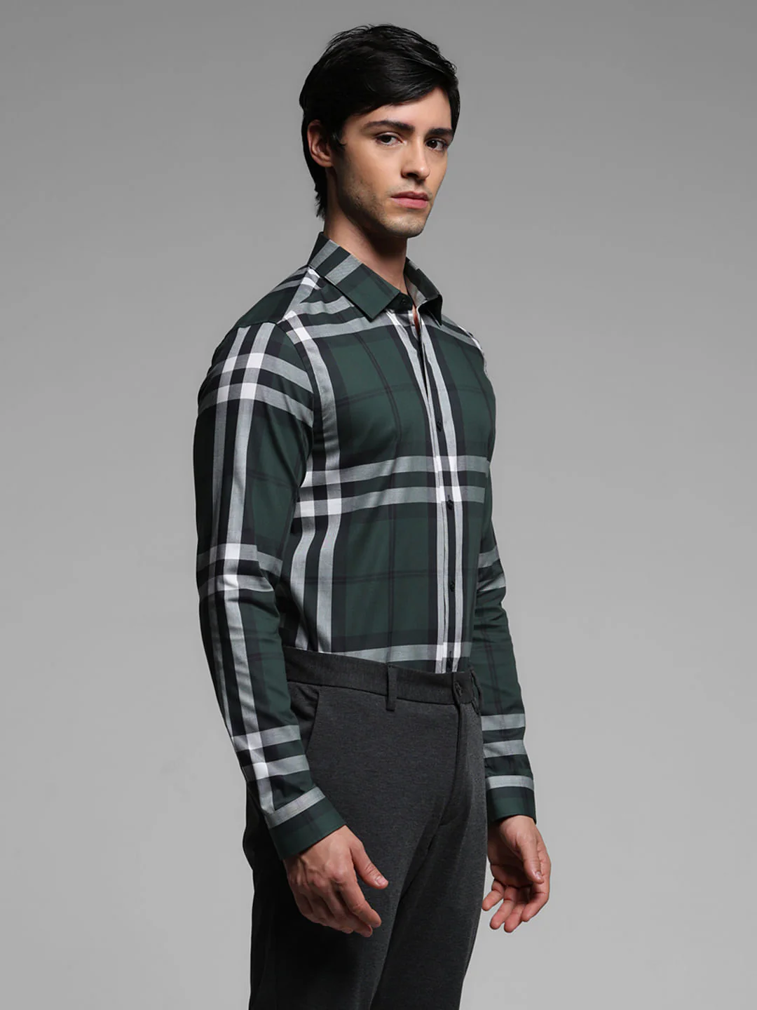 Green Check Print Full Sleeves Shirt - Image 3