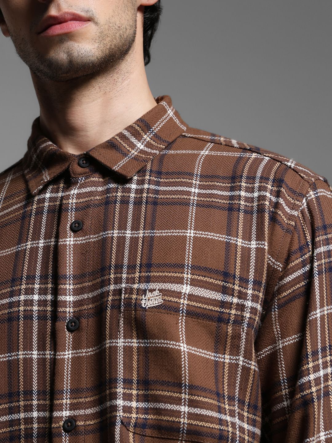 Brown Check Cotton Shirt - Image 5