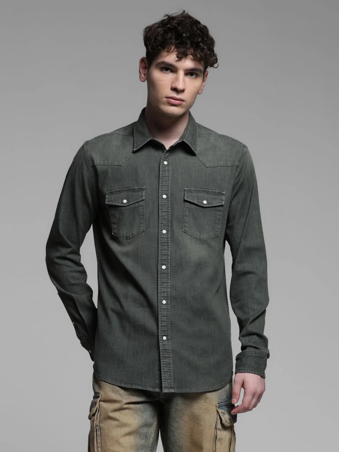 GREEN FADED FULL SLEEVES SHIRT - Image 2