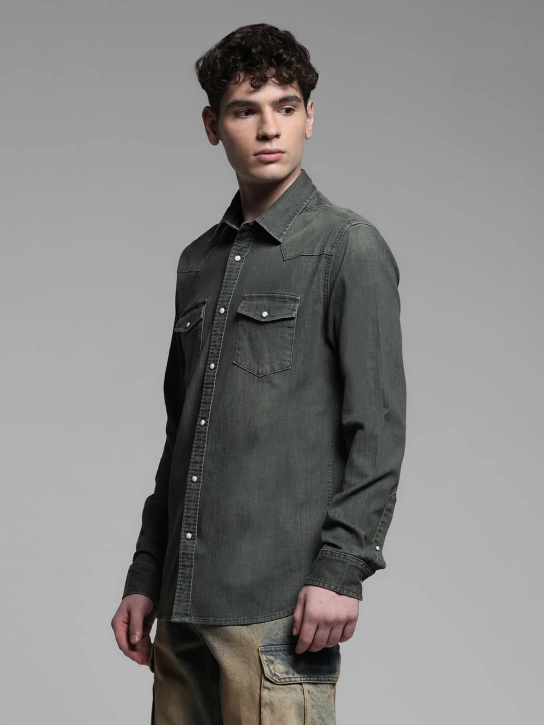 GREEN FADED FULL SLEEVES SHIRT - Image 3