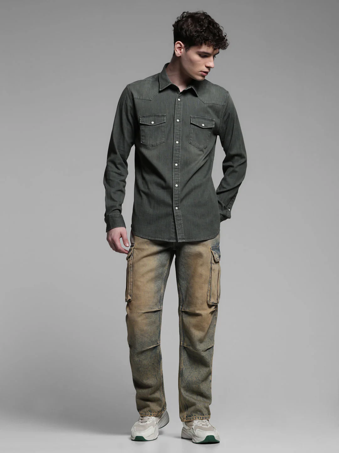 GREEN FADED FULL SLEEVES SHIRT - Image 6