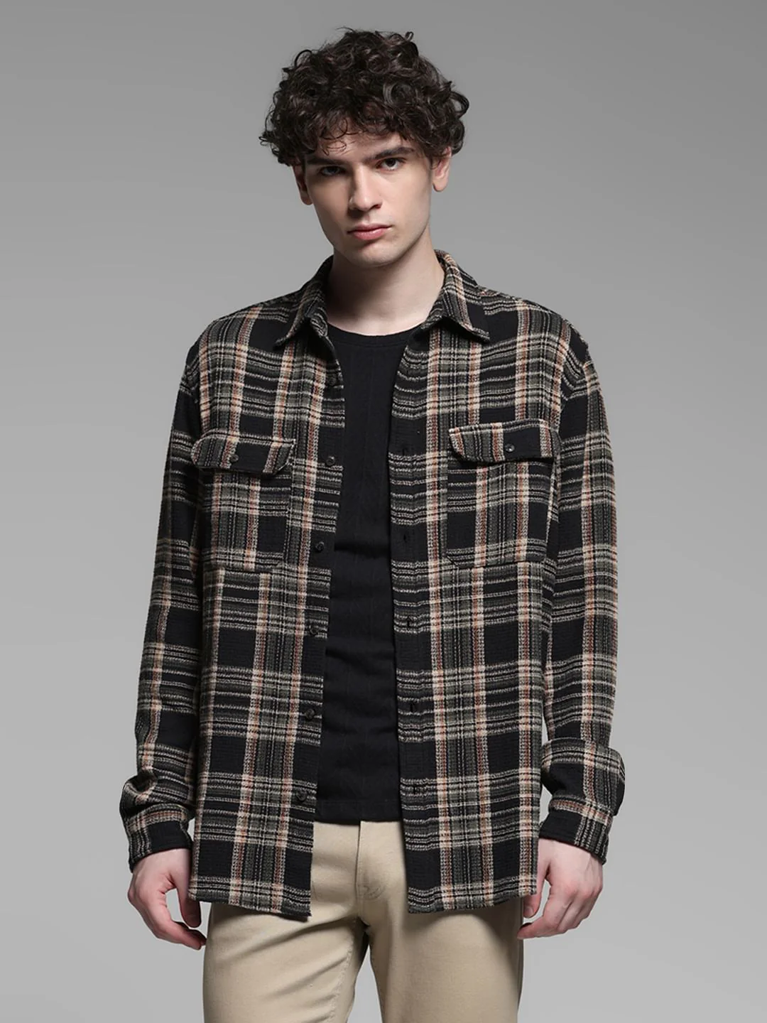 Dark Green Check Cotton Shirt - Image 2