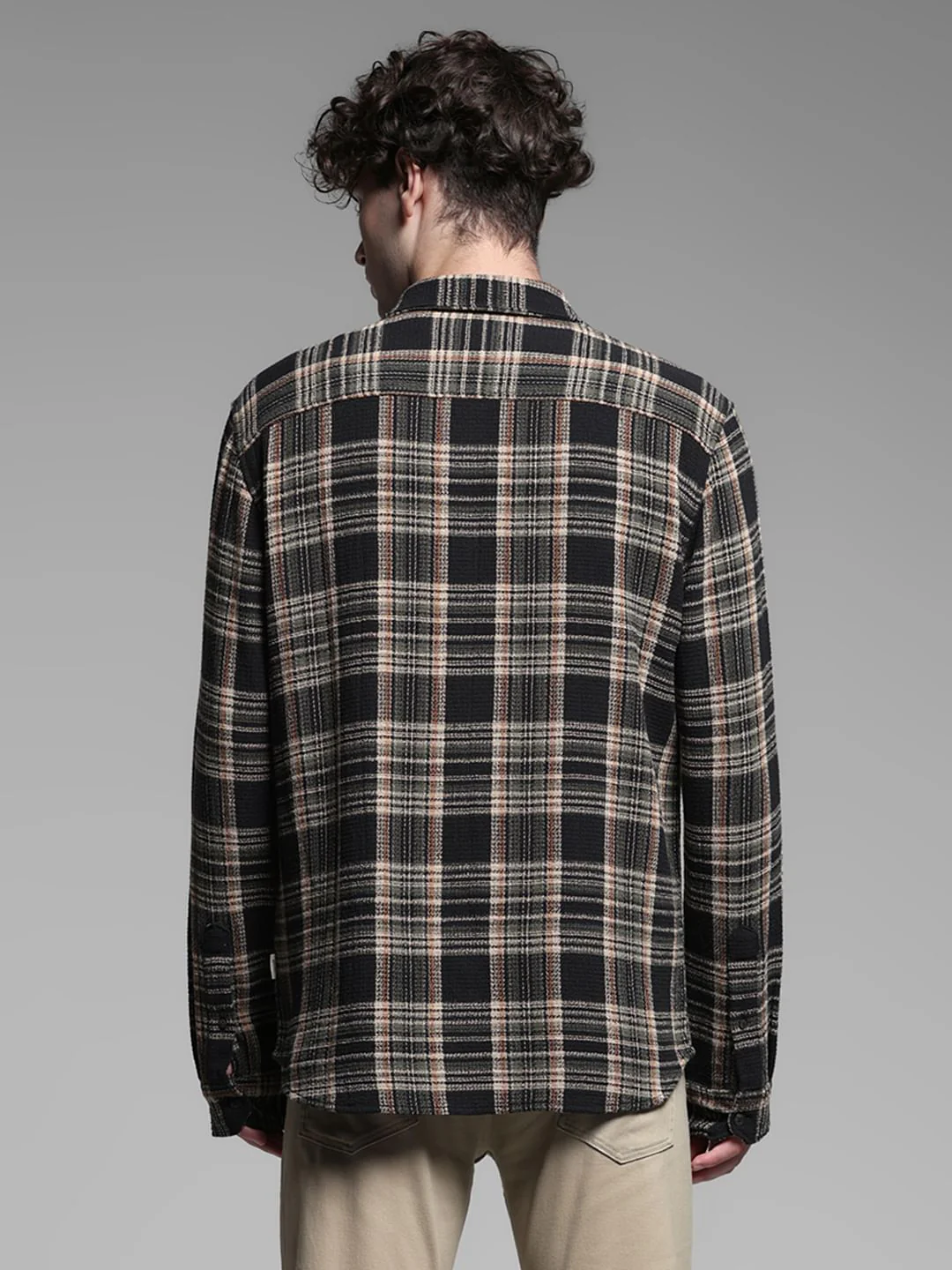 Dark Green Check Cotton Shirt - Image 4