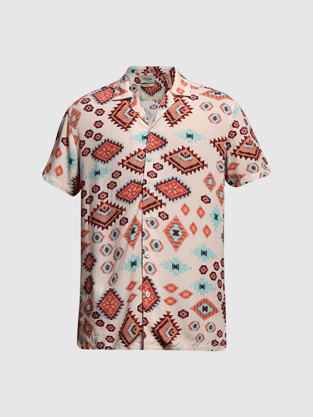 Brown Crepe Printed Short Sleeves Shirt - Image 7