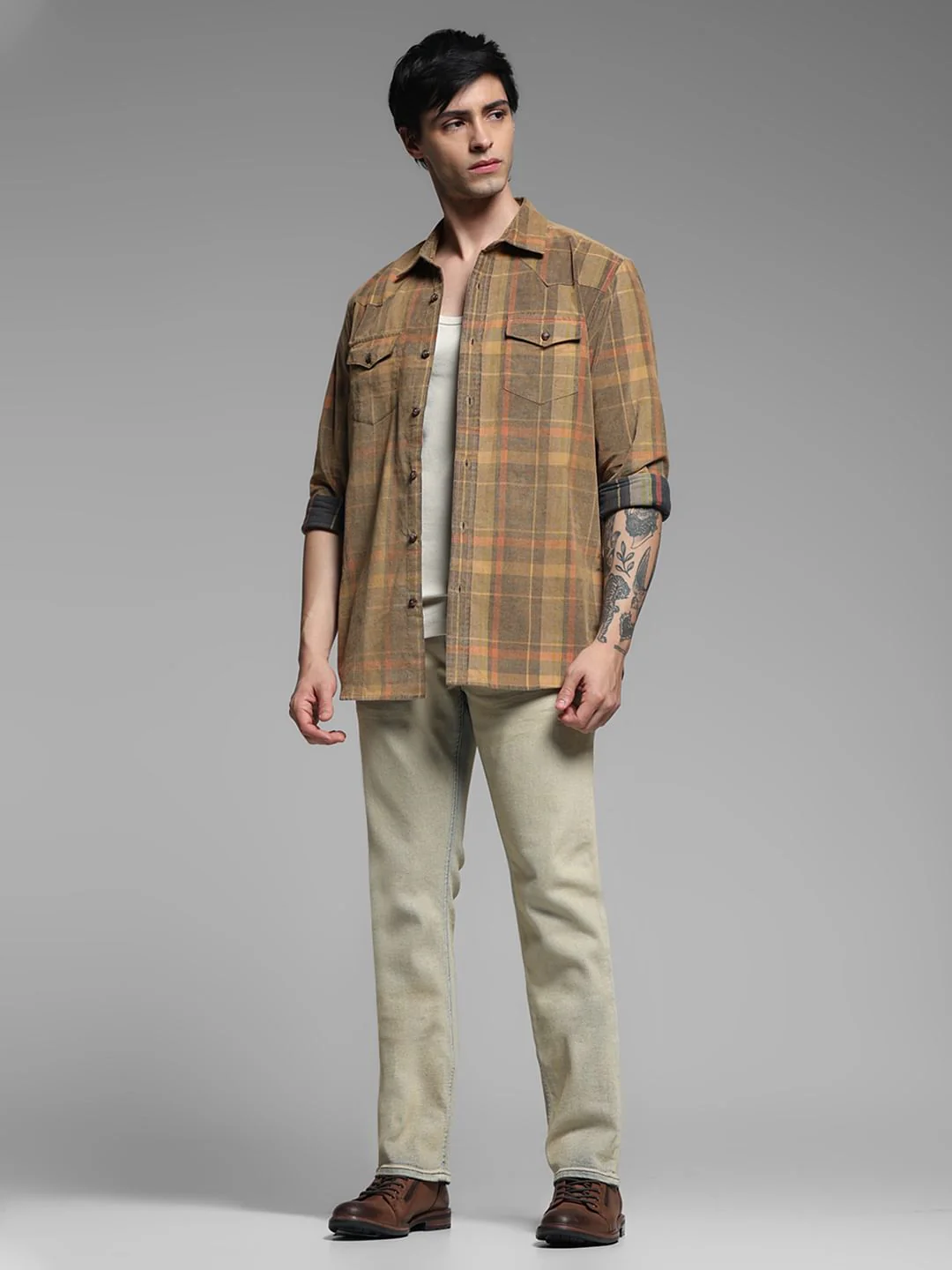 Yellow Check Corduroy Shirt - Image 6