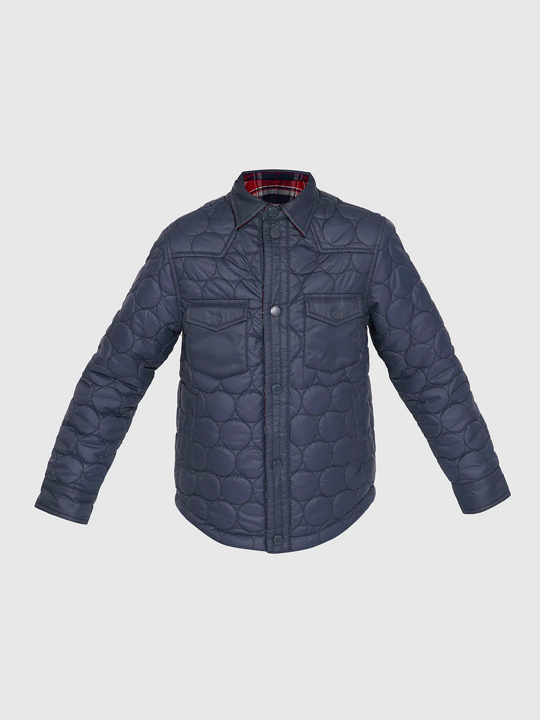 Boys Navy Blue Cotton Reversible Jacket - Image 7