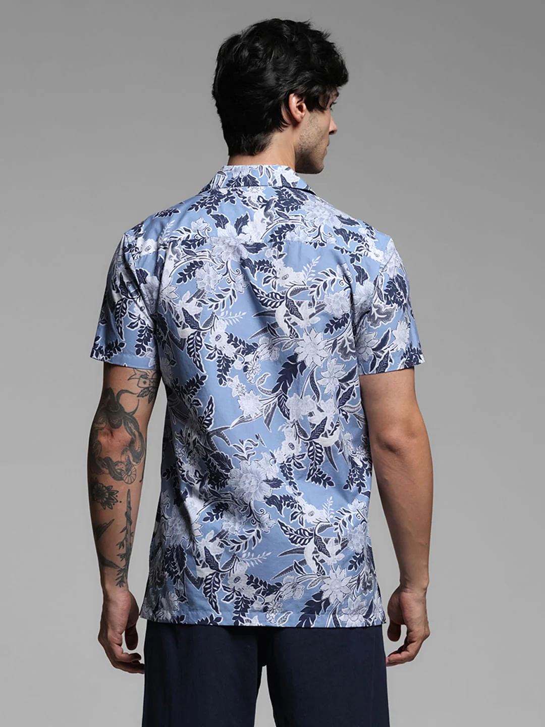 Blue Floral Short Sleeves Shirt - Image 4