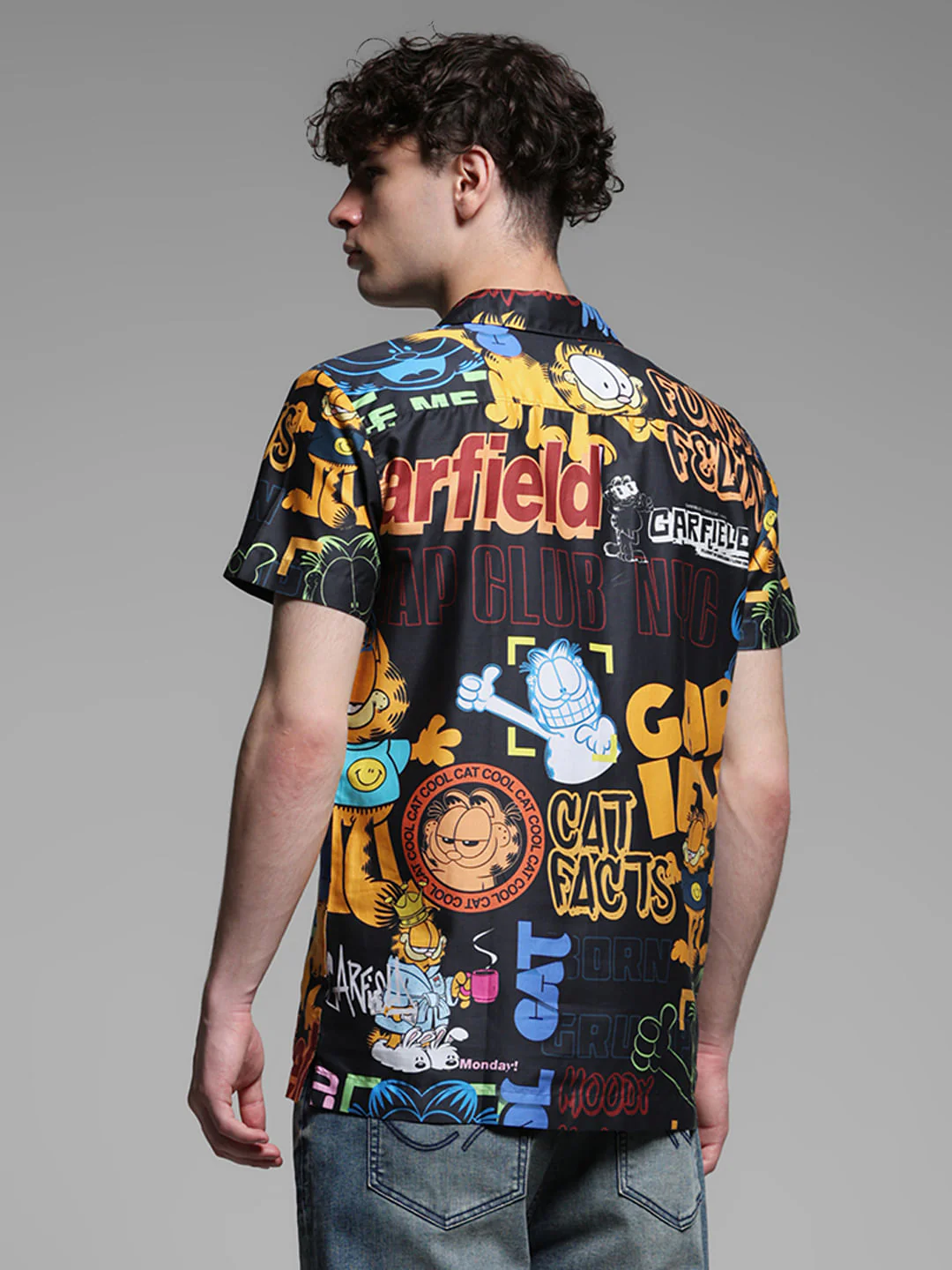 JACK&JONES X GARFIELD Black Graphic Print Shirt - Image 4