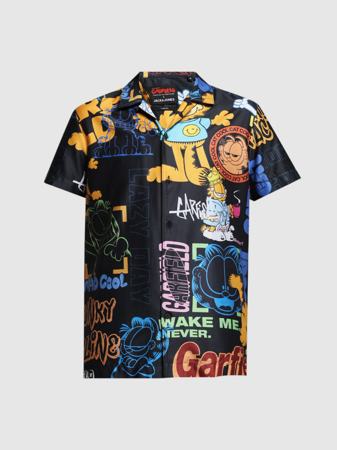 JACK&JONES X GARFIELD Black Graphic Print Shirt - Image 7