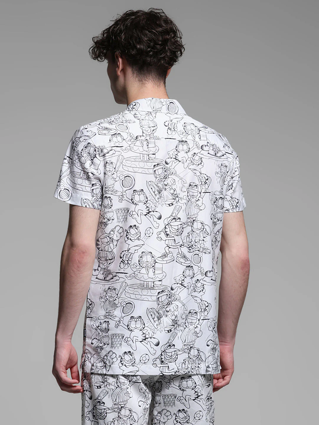 JACK&JONES X GARFIELD White Printed Co-ord Set Shirt - Image 4