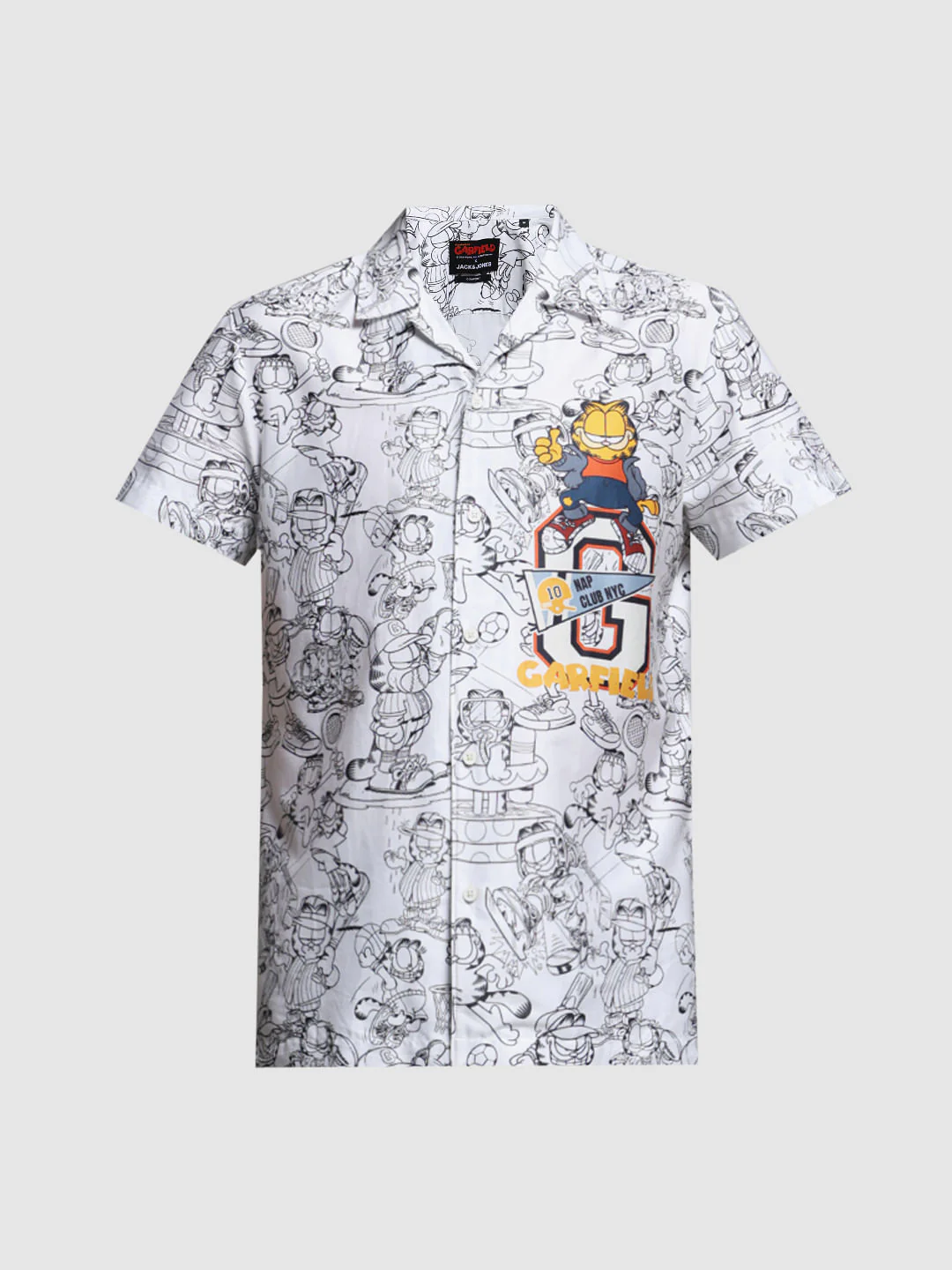 JACK&JONES X GARFIELD White Printed Co-ord Set Shirt - Image 7