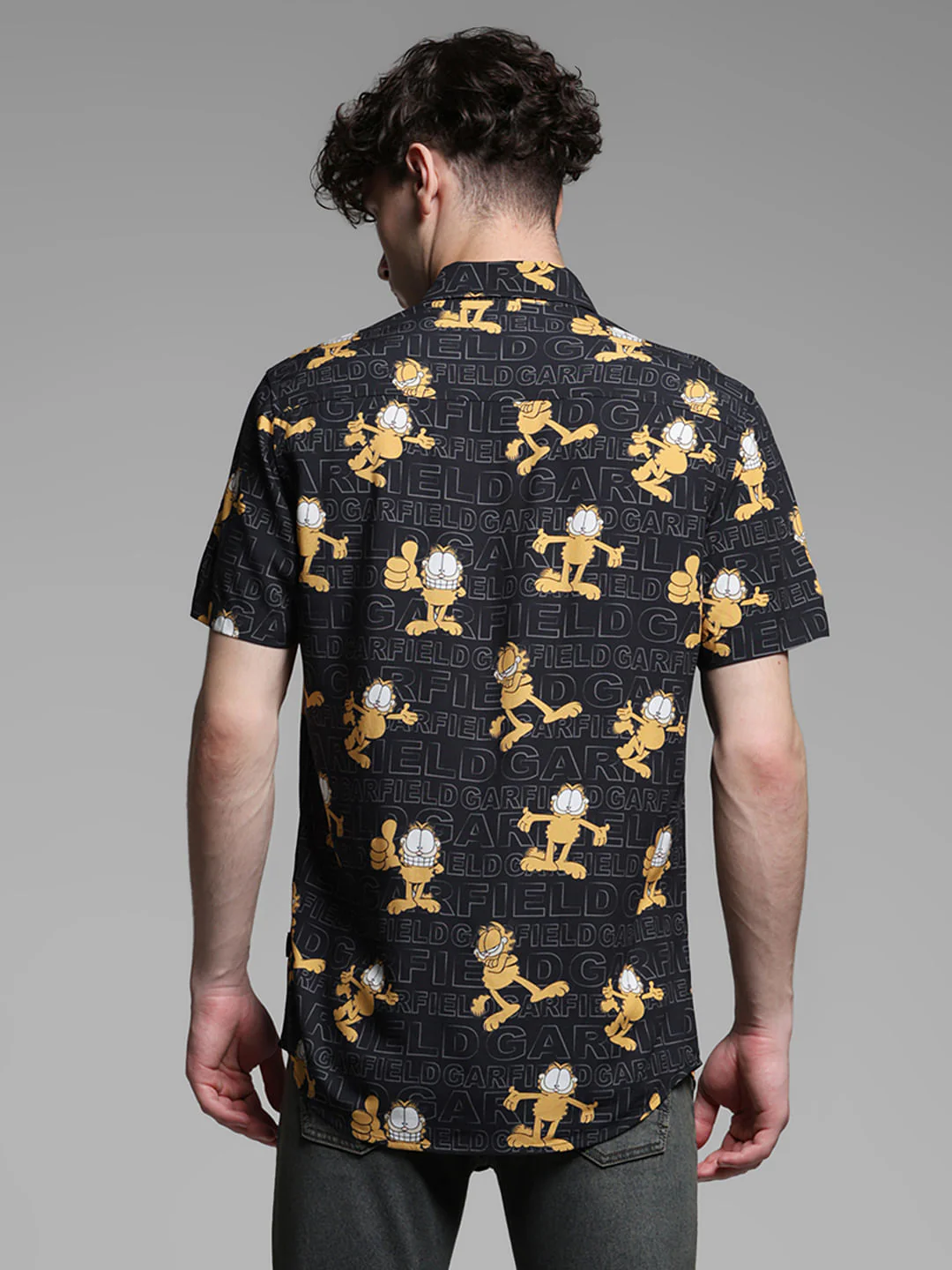 JACK&JONES X GARFIELD Black Graphic Print Shirt - Image 4