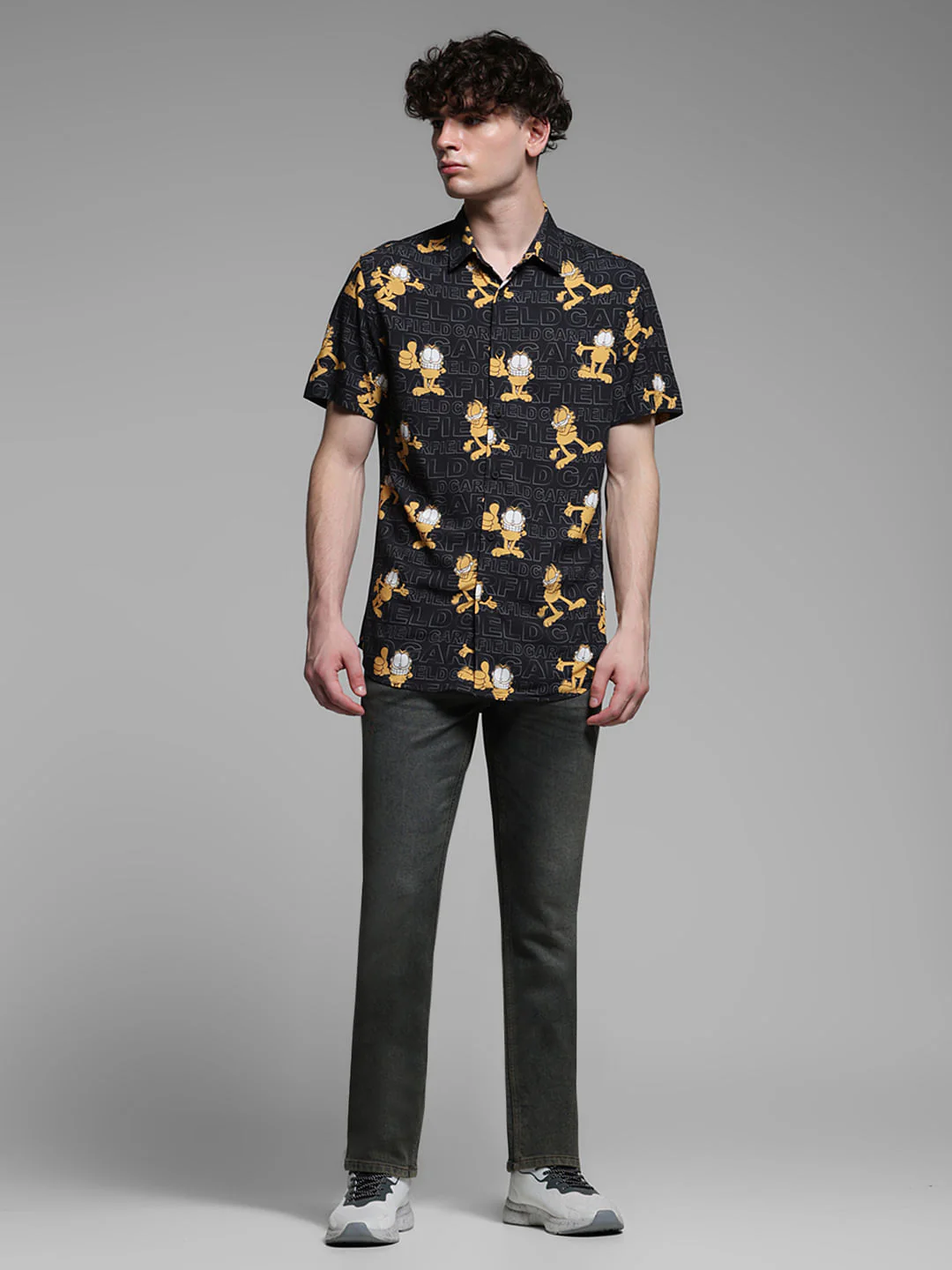 JACK&JONES X GARFIELD Black Graphic Print Shirt - Image 6
