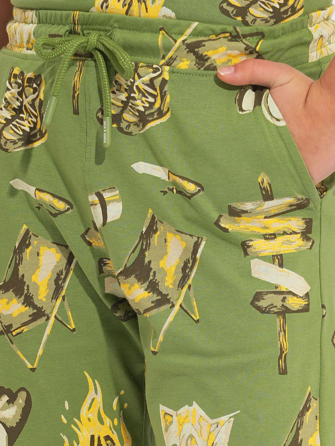 Boys Green Camp Tools Print Co-ord Set Shorts - Image 6