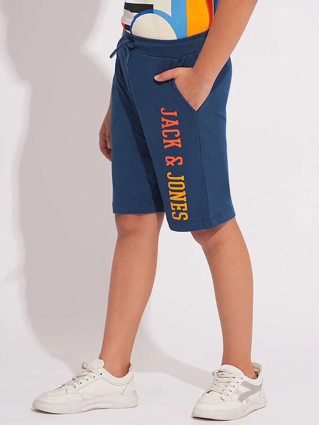 Boys Blue Printed Co-ord Set Shorts - Image 3