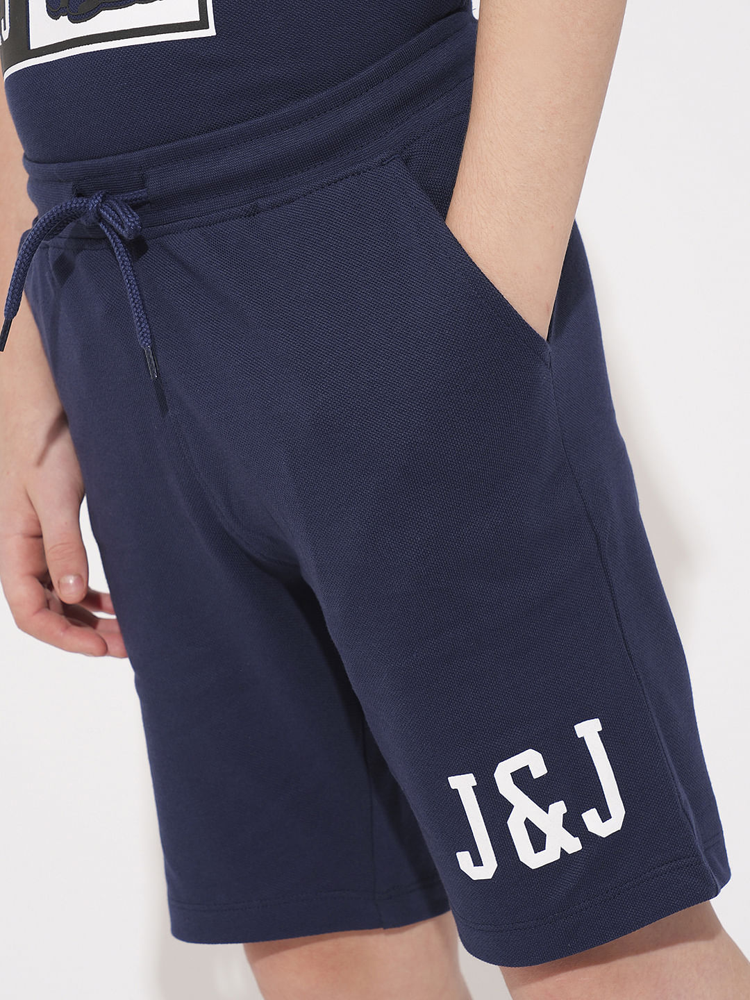 Boys Blue Printed Co-ord Set Shorts - Image 6