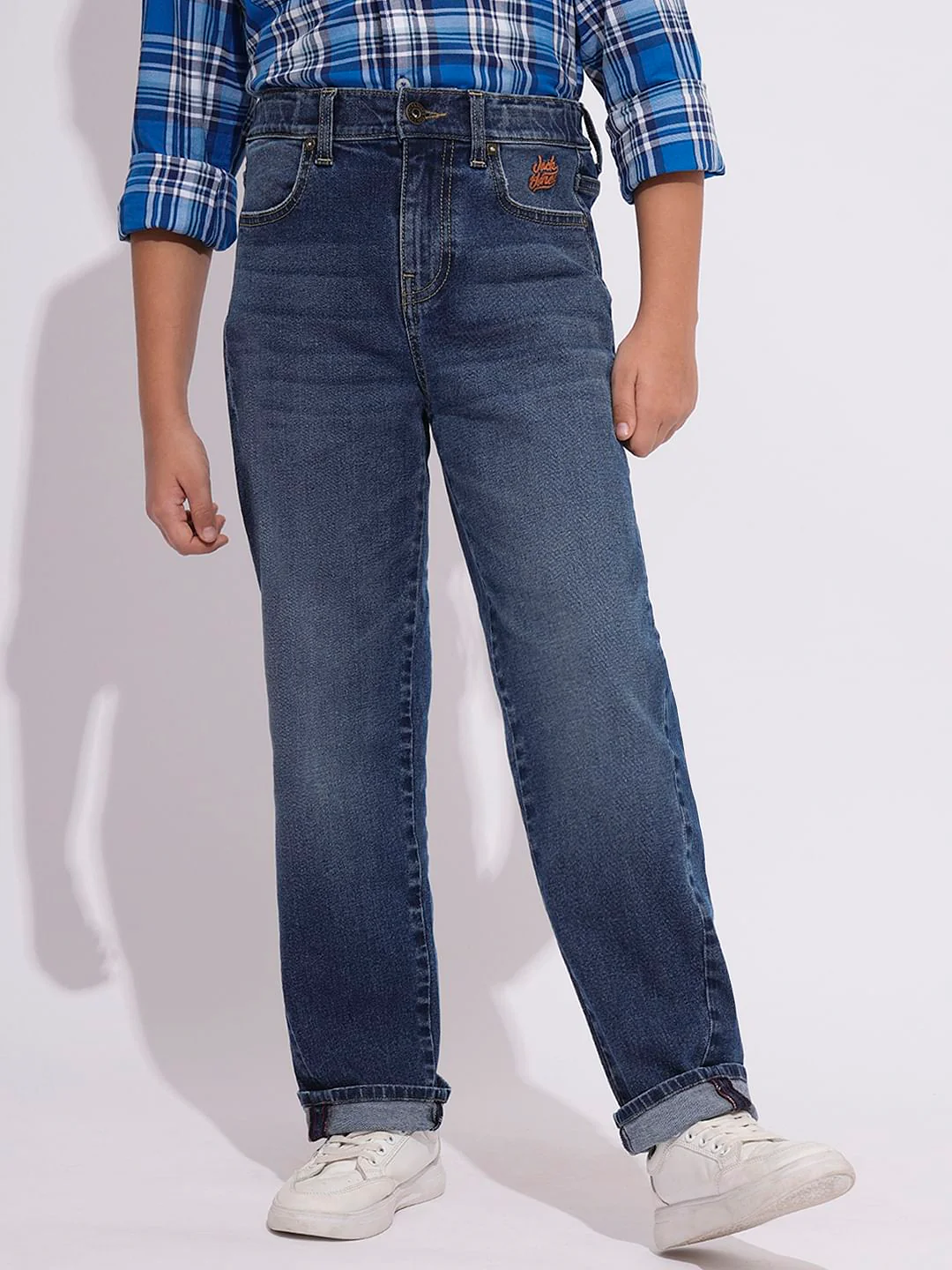 Blue Mid Rise Washed Loose Fit Jeans - Image 2