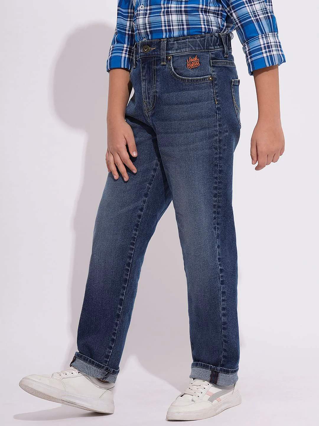Blue Mid Rise Washed Loose Fit Jeans - Image 3