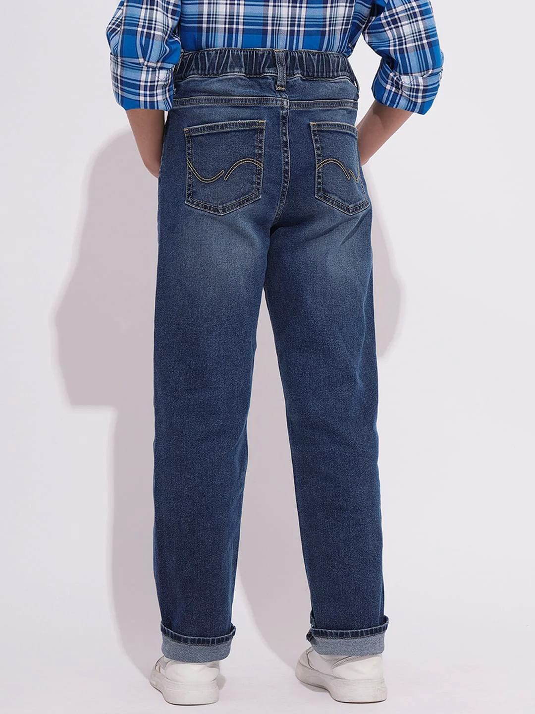 Blue Mid Rise Washed Loose Fit Jeans - Image 4