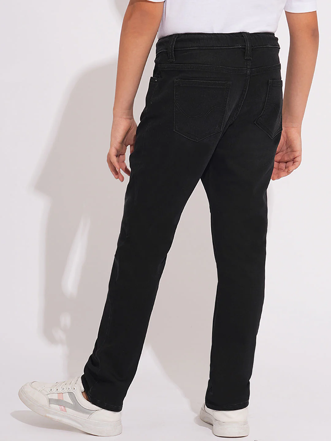 Black Knitted Drawstring Regular Fit Jeans - Image 4
