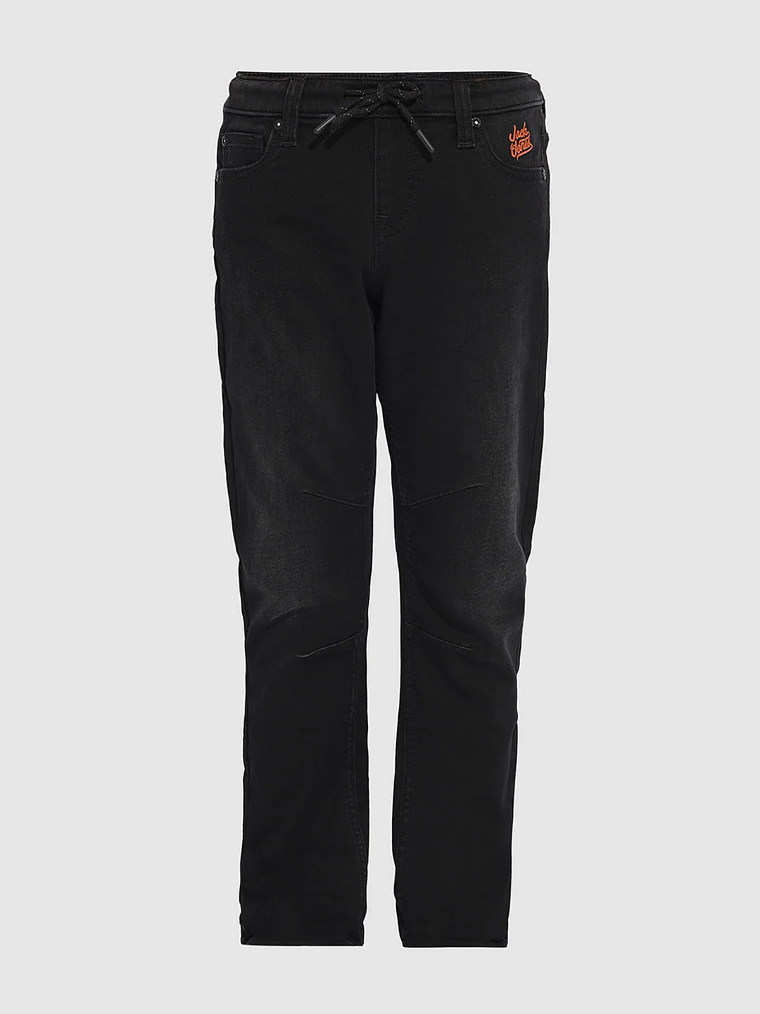 Black Knitted Drawstring Regular Fit Jeans - Image 7