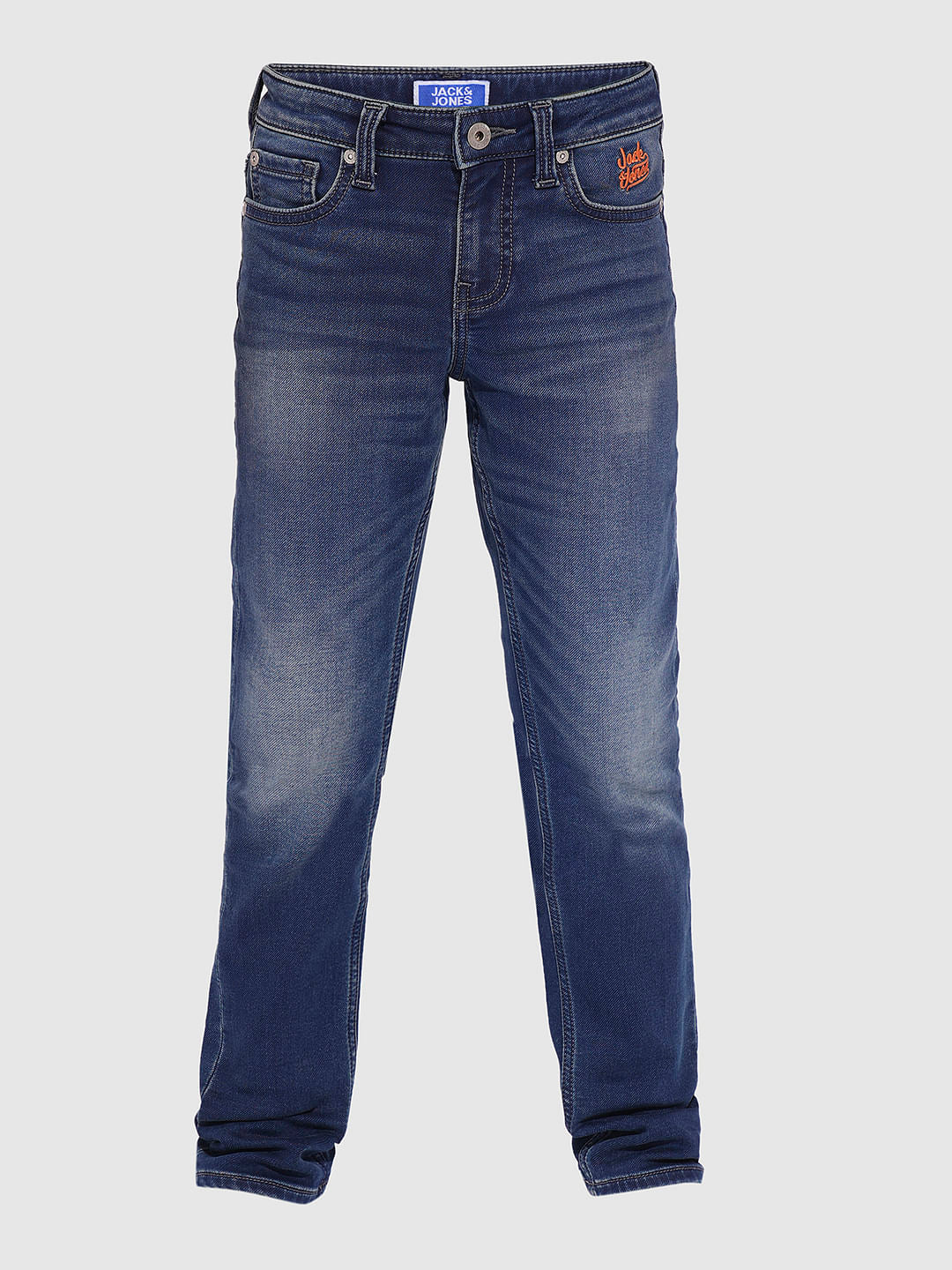 Boys Blue Mid Rise Washed Regular Fit Jeans - Image 7