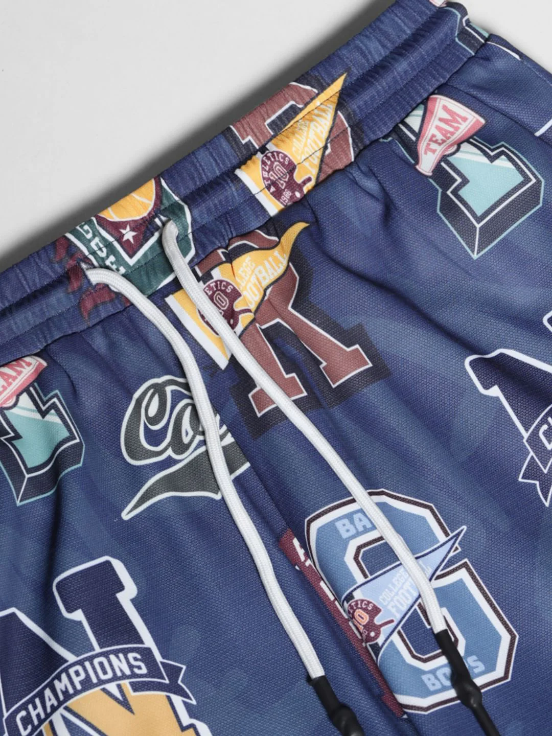 Blue Varsity Print Co-ord Set Shorts - Image 5