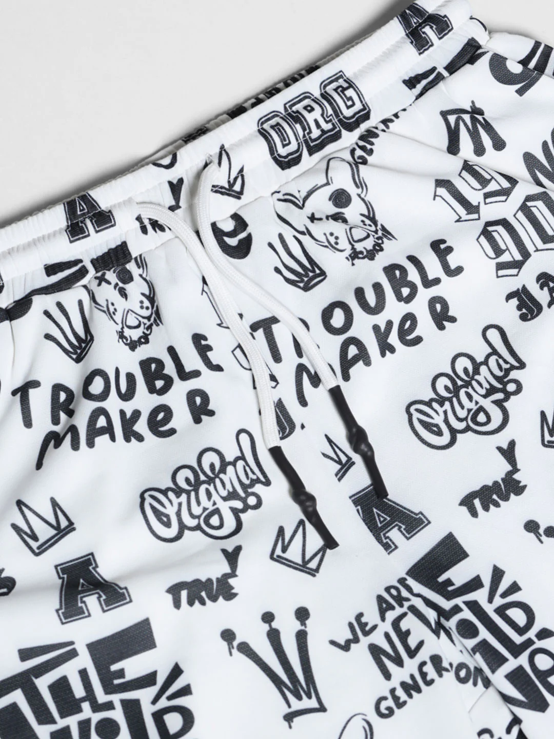 White Abstract Print Co-ord Set Shorts - Image 5