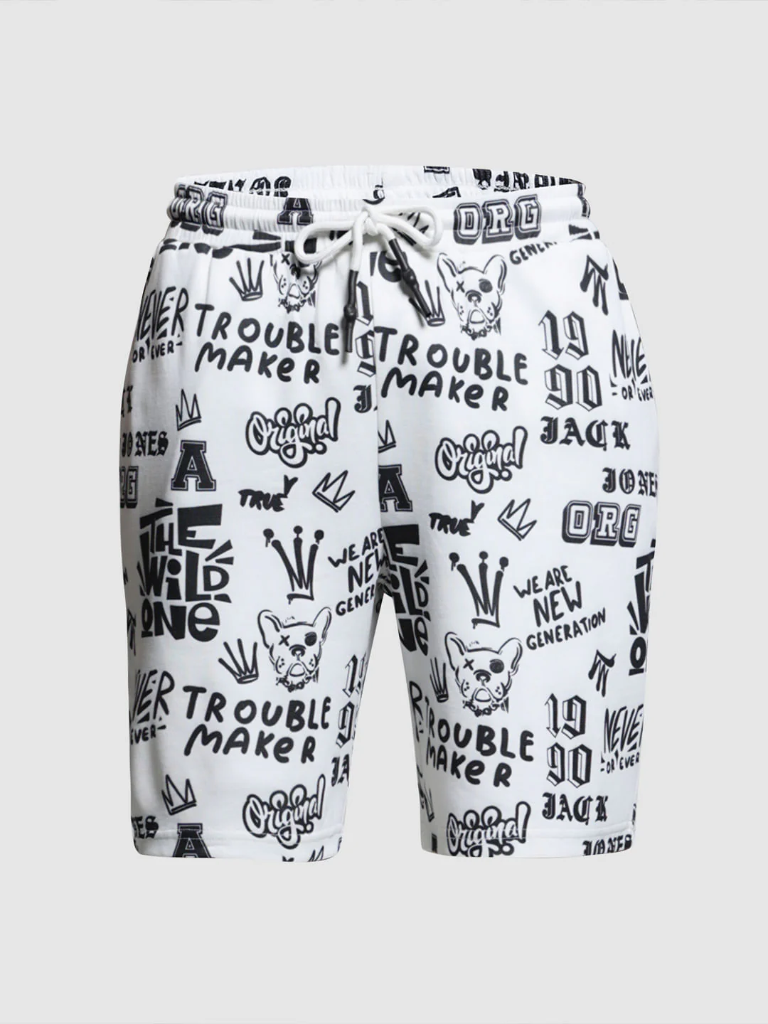 White Abstract Print Co-ord Set Shorts - Image 7