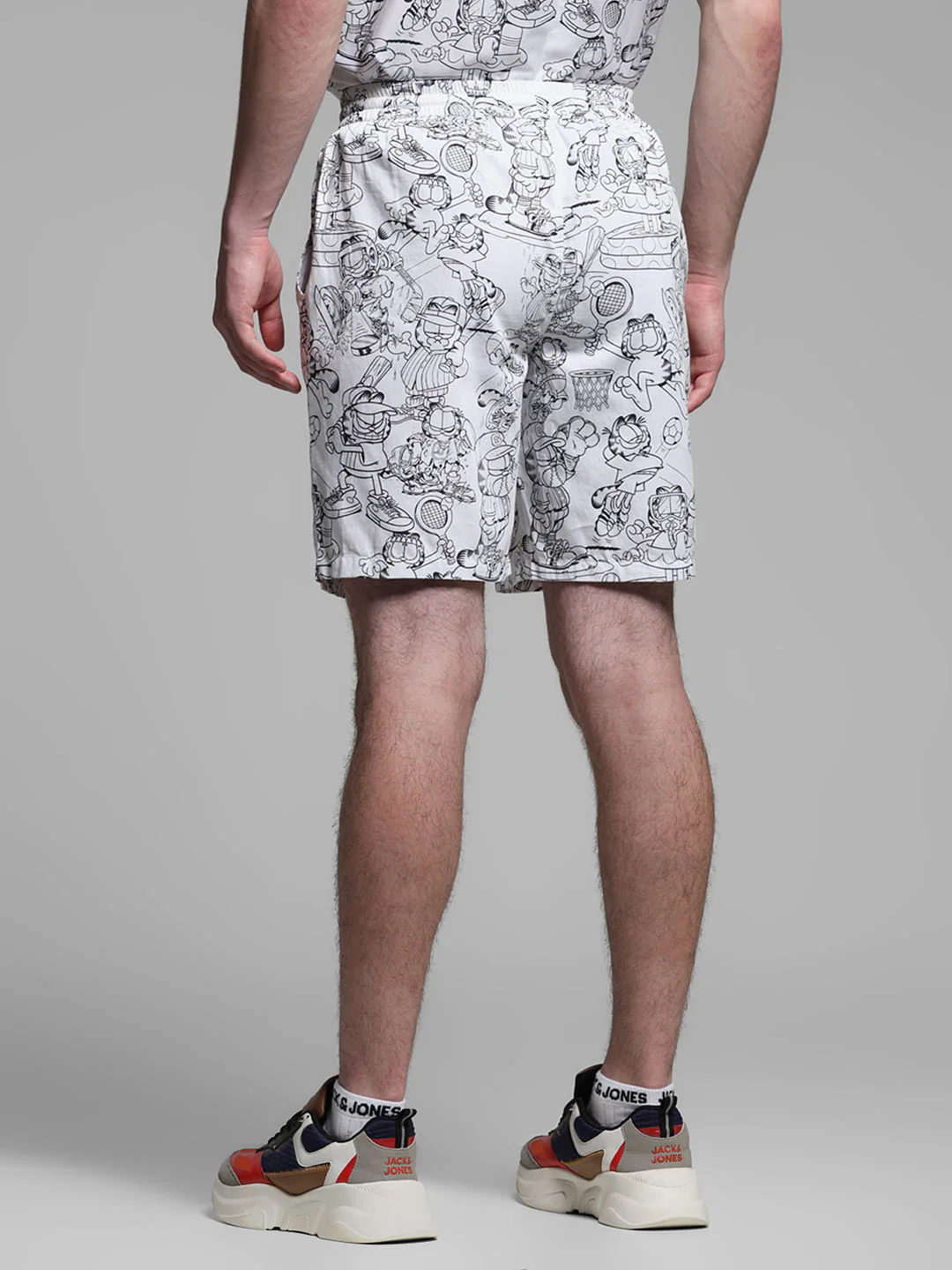 JACK&JONES X GARFIELD White Printed Co-ord Set Shorts - Image 3