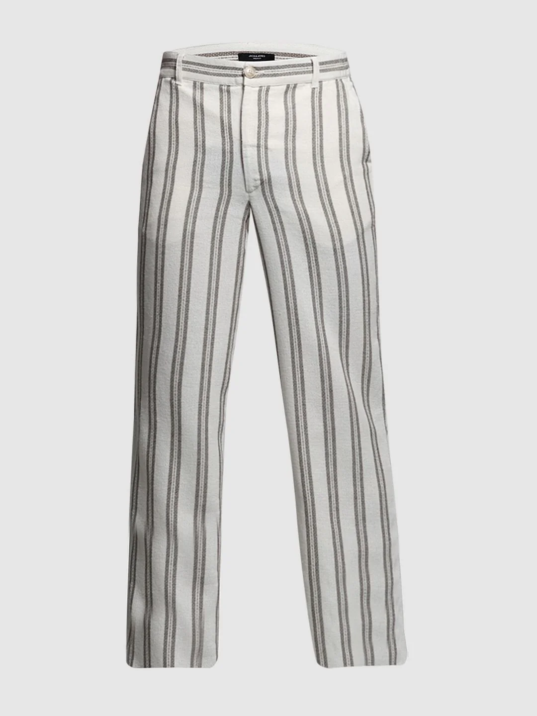 Beige Mid Rise Striped Pants - Image 7
